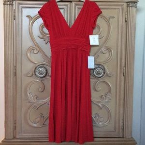 Suzi CHIN rich red flowy pleated waist nwt 2